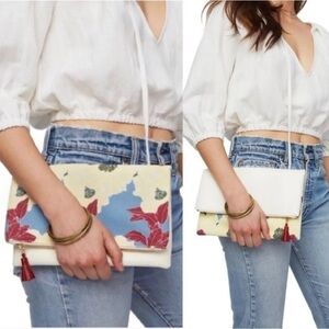 Rachel Pally Reversible Clutch Bag Zahara Floral Cream/Blue-Gray/Burgundy NWOT